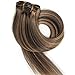 TheFashionWay 21 Colors 70 Grams - 15 18 20 22 Inch 7pieces Real Human Hair Extensions Clip in Silky Straight Weft Remy Hair (22 inches, #4-27)