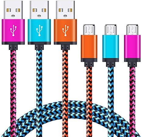 Micro USB Cable, Sixsim 3 Pack 10FT Extra Long Nylon Braided Hi-Speed USB 2.0 A to Micro B Data Charger Cable for Android, Samsung S7, S6 Edge, Note 5 4, Sony, Tablet, LG, HTC, Nokia, PS4 and More