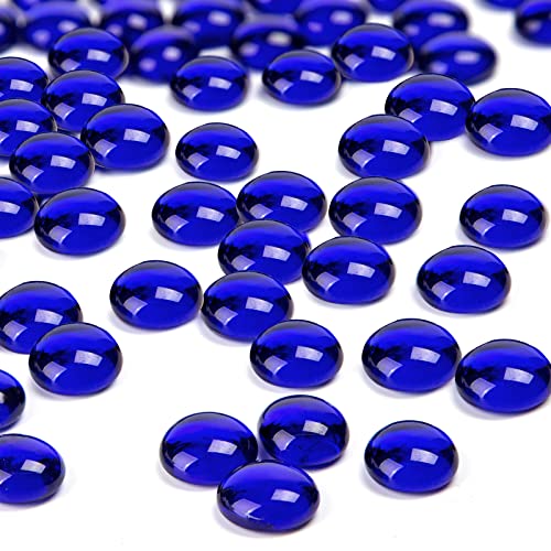FUTUREPLUSX Flat Marbles Bulk, 100PCS Dark Blue Flat Marbles Glass Beads Aquarium Pebbles for DIY Crafts Fillers Scatter Decor