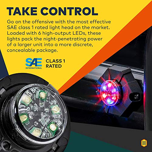 4pc SnakeEye III WHITE LED Hideaway Strobe Light [SAE Class 1] [IP67 Waterproof] [72 Flash Modes] [Multi Units Sync-able] [Steady Override] Clear Emergency Strobe Police Lights For Vehicle Headlight - Thumbnail 2