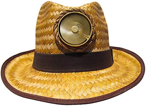 Fedora Sun Hat Cooling Solar Powered with Fan Brown Straw Cool UPF 50+ Protection M/L