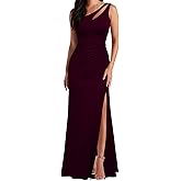 WOOSEA Women's One Shoulder Sleeveless Split Bodycon Mermaid Evening Cocktail Long Dress