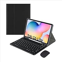 Capa de Couro Sintético Dupla Proteção com Teclado Bluetooth e Mouse para Galaxy Tab S6 Lite (Preto)