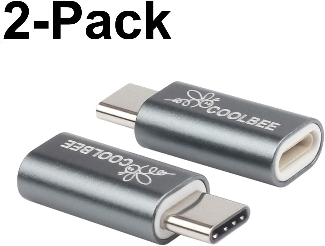8 Pin to Type C Adapter 2-Pack, Coolbee 8-Pin Female to Type C(USB C) Male Charge and Sync Adapter Transfer 8 Pin Cable to USB-C Cable for USBC Type C Devices (Gray)