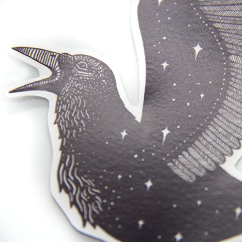 Galaxy Crow Vinyl Sticker - Waterproof Witchy Decal Goth Style with Stars
