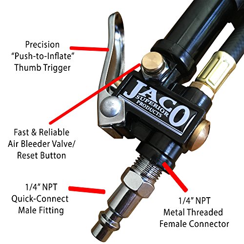 JACO FlowPro Tire Inflator Gauge 100 PSI Air Compressor Chuck Pressure Hose New 645380994640 eBay