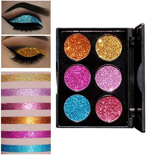 Haotfire Pressed Glitter Eyeshadow Palette - Professional Highly Pigmented and Long-Lasting Mineral Shimmer Makeup Pallet Eye Shadows Flash Color Waterproof Cosmetic Set