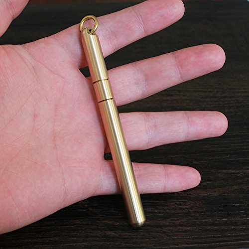 CKLT Brass Copper Ring Pen Contains 10 Refill High-End Leather Gift Box Gel Pen Artware Roller Pen Signature Pen (short)
