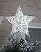 Rustic Christmas Tree Topper Star, 10 Light Indoor White And Natural Cotton Star Tree Topper