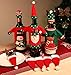 ilauke 3Pcs Ugly Christmas Sweater Wine Bottle Cover Set with 4 Santa Hats Silverware Holder, Cute Christmas Gifts for Ugly Sweaters Birthday Party Crafts Decorations