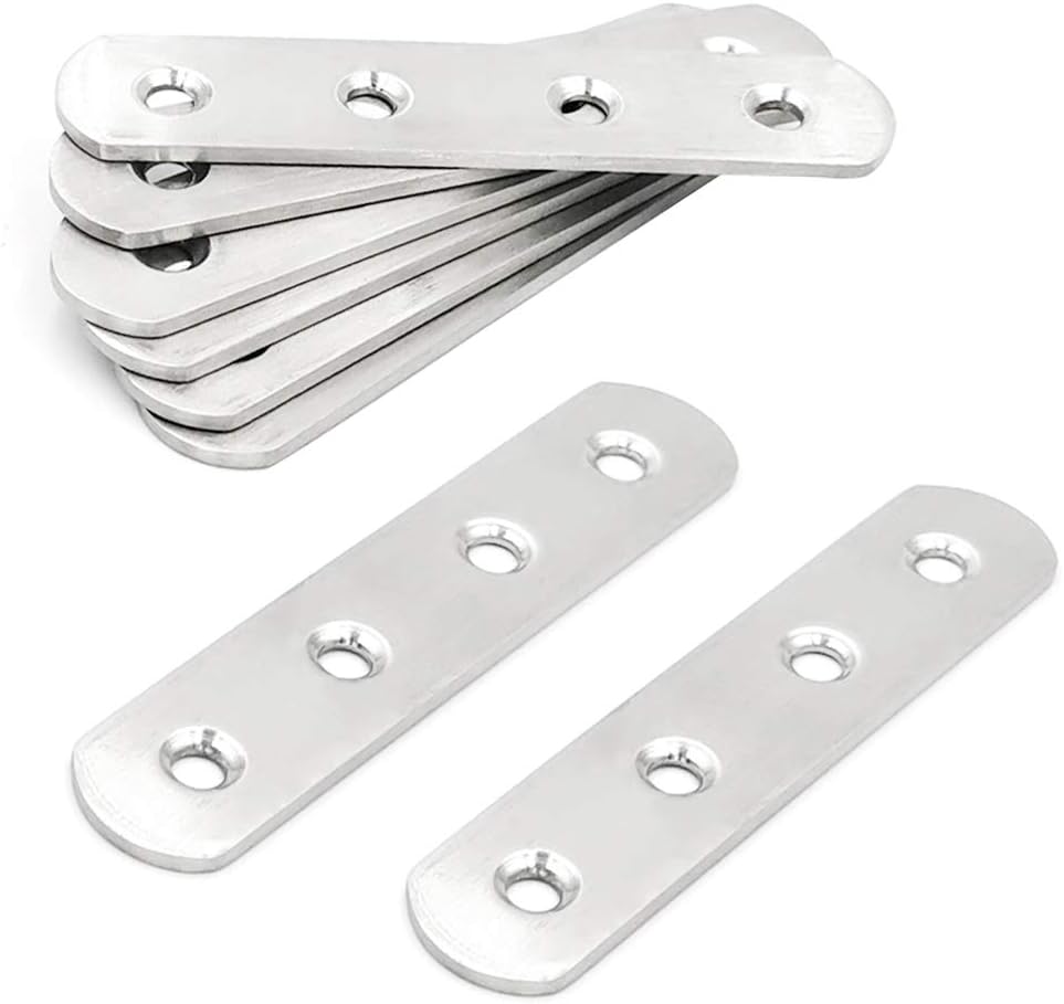 BuxiuGK 8 Pieces 94x20 mm Flat Brace Flat Bracket Stainless Steel Heavy Duty Straight Repair Joining Mending Flat Bracket for Furniture Fixation