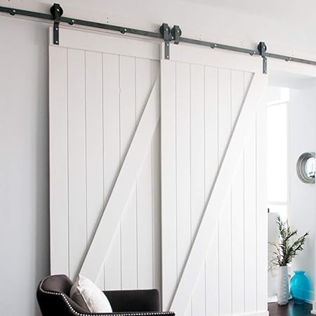 Amazon Com Kinmade 8ft 2440mm Single Track Bypass Sliding Barn