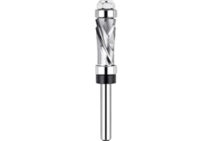 EANOSIC Carbide Compression Flush Trim Router Bit 1/4" Shank with Top & Bottom Bearing, Pattern Template Flush Cut Spiral Router Bit 1/2" Cutting Diameter for Wood Trimming