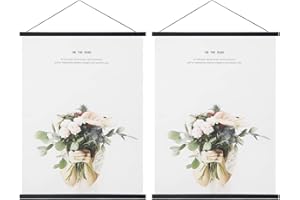 Miaowater 2 Pack Magnetic Poster Frame Hanger,12x16 12x18 12x20 12x24 Light Wood Wooden Magnet Frames Hangers for Photo Picture Art Canvas Print Artwork Wall Hanging Black 12''