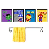 Silly Goose Gifts Even Superheros Brush Teeth Take A Bath Wash Hands Bathroom Wall Art Decor (Set of Four)
