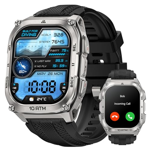 KOSPET Tank M4 Robuste Smartwatch Herren, Dual-Band GPS, Offline-Karten