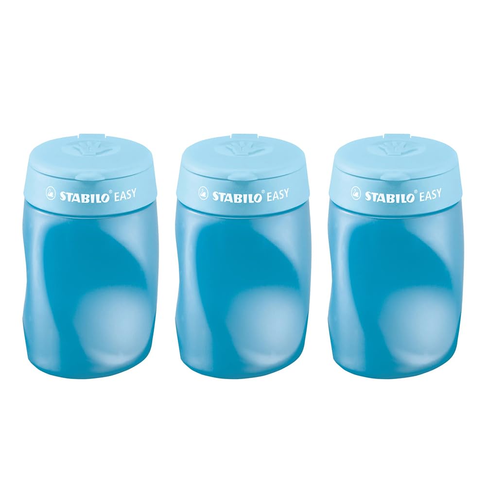 Stabilo 4501/2 Ergonomic Pencil Sharpener Easy Sharpener, Blue, L, Pack of 3