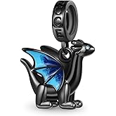 GNOCE Little Black Dragon Pendant Charm Sterling Silver Dragon Dangle Charm Fit Bracelet/Necklace for Women Wife/Jewelry Gift