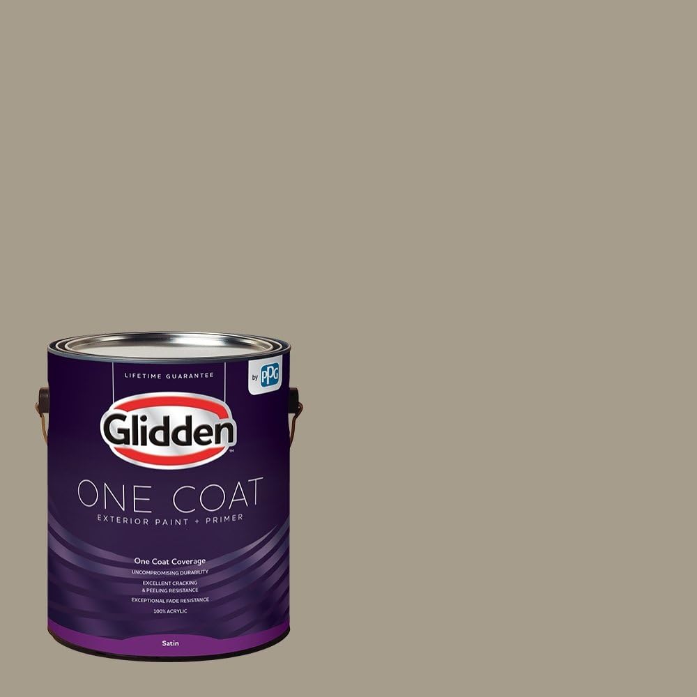 Amazon Com Glidden Exterior Paint Primer Greige Stonehenge Greige One Coat Satin 1 Gallon Home Improvement