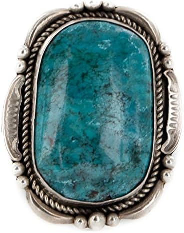 Large VINTAGE STYLE $1100 Retail Tag Handmade Authentic Signed by R. Tom Navajo Silver Natural Turquoise Native American Ring