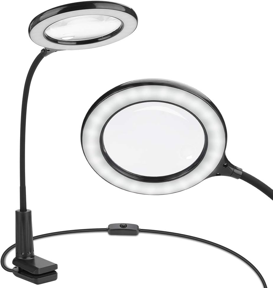 Magnifying Glass, Color You Luminous 3X Magnifying Glass, USB Powered LED Magnifying Glass with Flexible Metal Gooseneck and Detachable Plastic Clamp