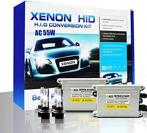 Shuanghong AC 55W Super Fast Quick Start Slim Ballast HID Xenon Conversion Kit White H7-10000K
