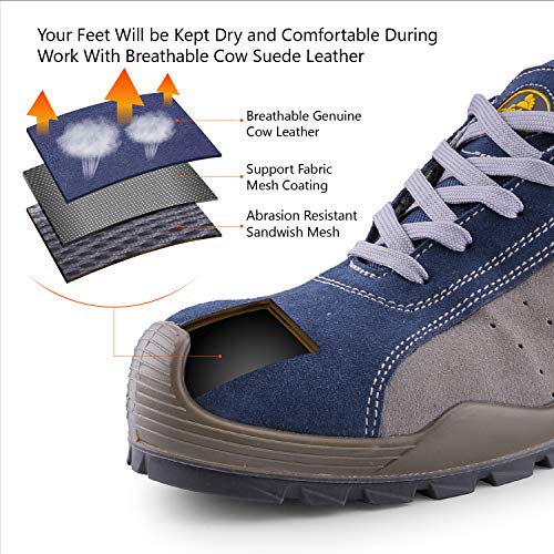 image for SAFETOE Safety Shoes Work Boots Wide L7295 Leather &Steel Toe Work Sho