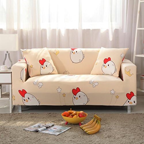 AbbeyTening Happy chick Sofa Slipcover Sofa Covers Chair Covers Four Seater Protectors Couch Covers Featuring Soft Form Fit Slip Resistant 92-118 Inch