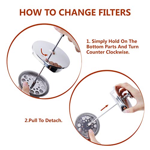 Magicafé French Press Coffee Maker Single Serve 1 Cup Small Stainless Steel Thermal Double