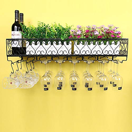 SED Household Wine Shelf Cup Holder- Metal Black Wall Hanging Mounted Wine Champagne Glass Goblets Stemware Rack Holder Home Living Room Shelf Creative Creative Decorations,3025cm