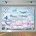 Allenjoy 7x5ft Under The Sea Mermaid Birthday Party Backdrop for Girls Photography Castle Whale Pearl Princess Birthday Photo Background Cake Table Decorations Banner