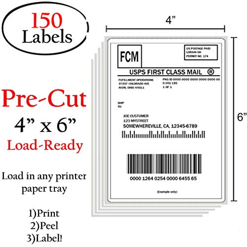 JETZAP Laser/Ink Jet Printer Pre-Cut White Shipping Labels 4” x 6” [15x10cm] Load-Ready [Not in Sheets] Adhesive Sticker Matte Smudge-Free Jam-Free All Printer Compatible Labels - 150 Pack - Thumbnail 4