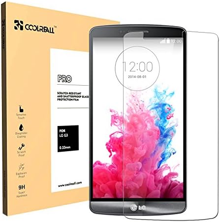 LG G3 Screen Protector ,Coolreall™ Tempered Glass Screen Protector Film for LG G3 D858 -Transparent (0.33mm HD Ultra Clear)