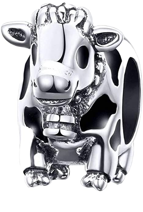 Bijoux Blu Cow Animal Collection 925 Sterling Silver Cute Cattle Cow Charms Beads fit Original Bracelets Sterling Silver Jewelry