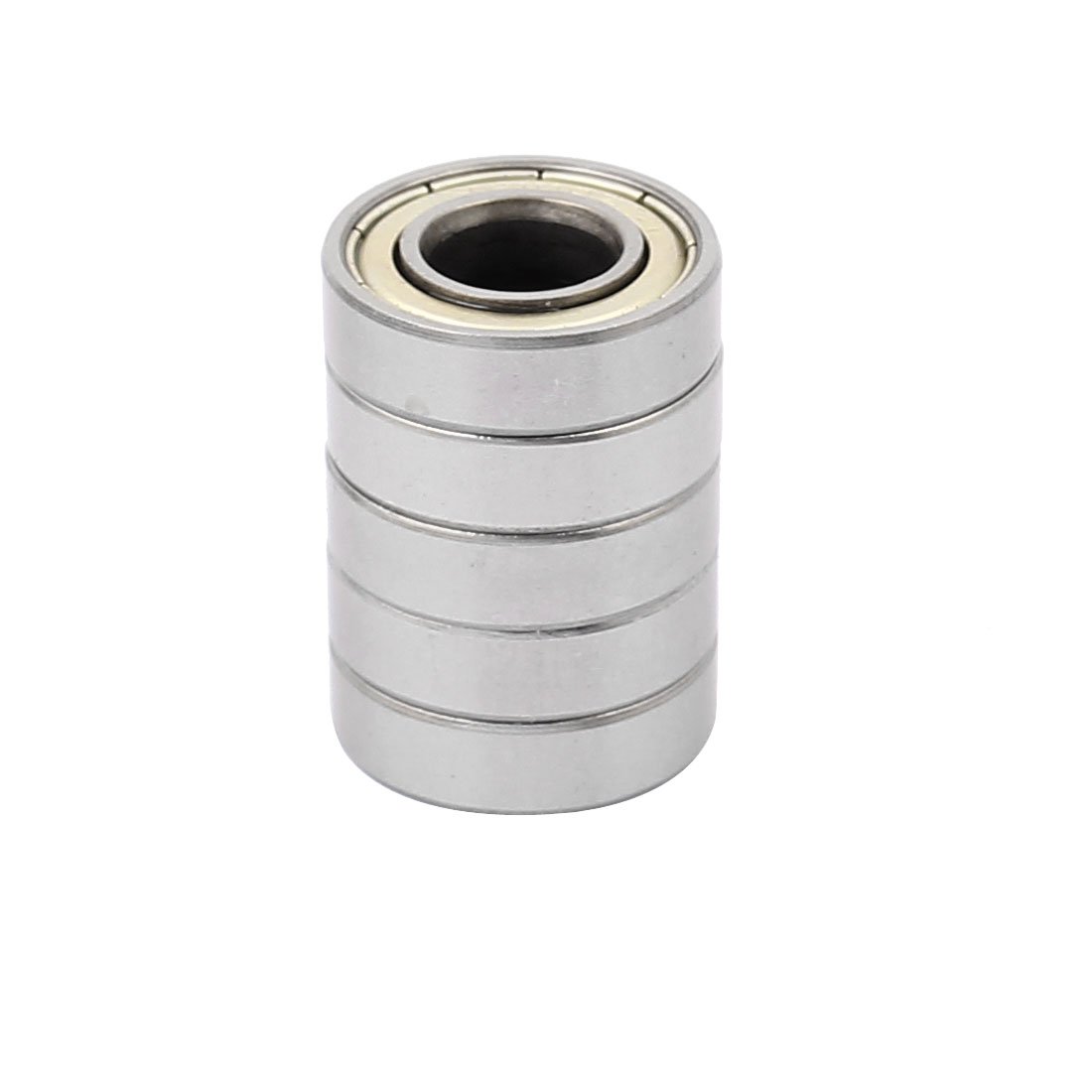 sourcingmap 5pcs Metal Deep Groove Sealed Shielded Ball Bearing 10mmx22mmx6mm Silver Tone