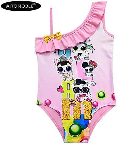 AITONOBLE LOL Swimwear Surprise Doll Cosplay Costume 1 Piece Grils Swimsuit Kids Summer Beachwear