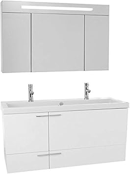 Acf Ans1383 New Space Bathroom Vanity Set With Double Sink And Lighted Medicine Cabinet Included 47 Glossy White Amazon Com