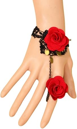 Amazon ノーブランド品 コスプレ 系 アンティーク 風 クールで オシャレ ブレスレット ゴスロリ V系 ヴィジュアル系 赤薔薇 コスプレ 仮装 通販