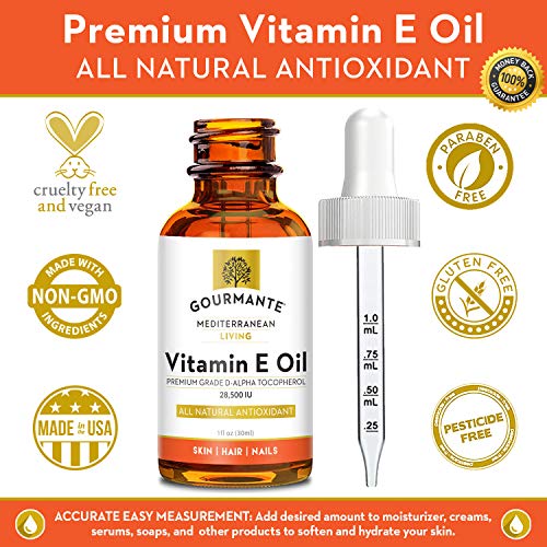 Pure Vitamin E Oil 28,500 IU (Non GMO, Large Dose of Natural DAlpha Tocopherol) 100 Natural