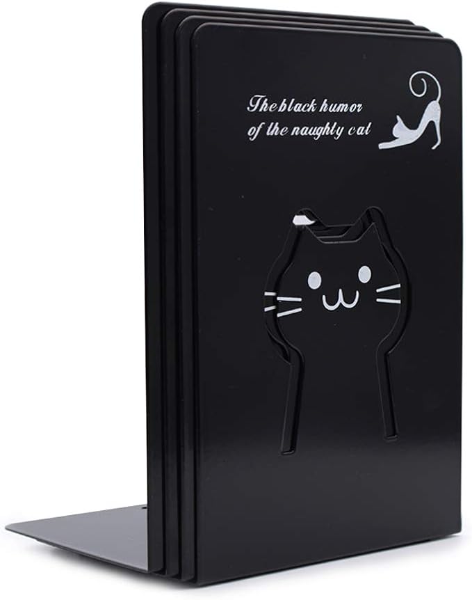 Metal Book Ends Heavy Duty Bookends Anti Slip Novelty Cat Bookends Book Holder Stand For Students Kids Children Non Slip Book Ends For Book Shelf