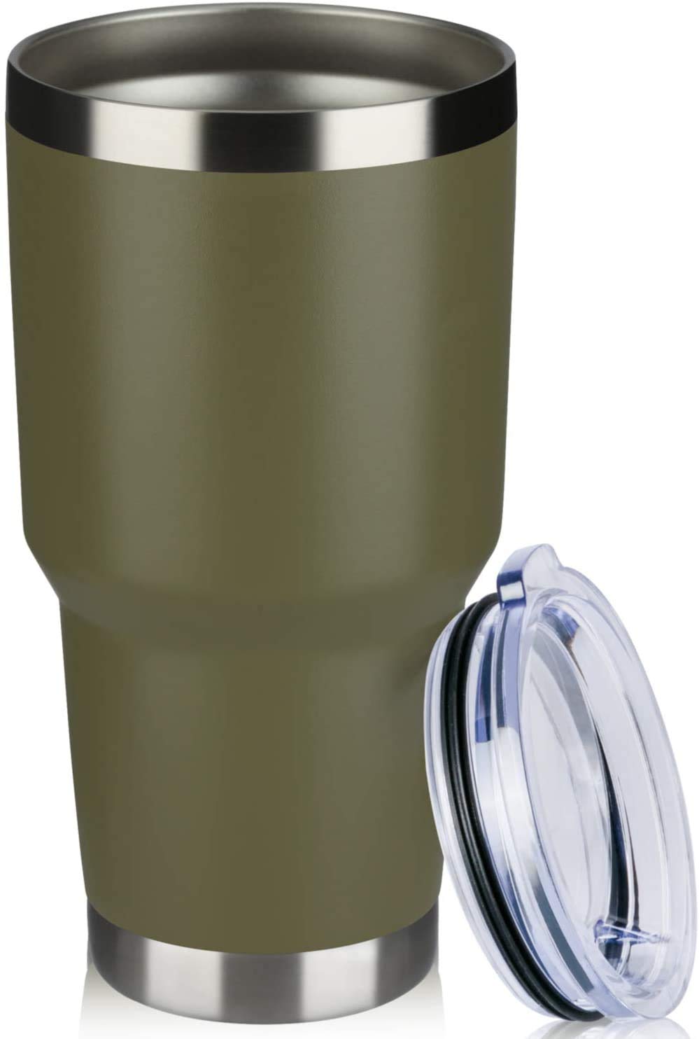 TUMZAK 30oz Stainless Steel Coffee Tumbler, Double Wall Vacuum Insulated Travel Mug with Lid, Powder Coated Coffee Cup for Cold or Hot Drinks (Army Green,1 Pack)