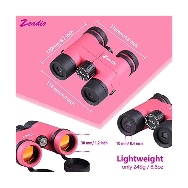 Zeadio Fernglas für Kinder, ideal zum Ansehen von Fußball-Safari-Sightseeing, Camping und Reisen - Rosa – Bild 4