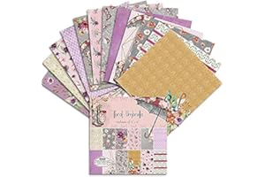 LYFJXX Scrapbook Paper Pad 6x6, Assorted Pattern decoupage Cardstock Paper, Single-Sided Vintage Scrapbooking DIY Decorative Cardmaking Supplies, 24pcs Junk Journaling Craft Paper Floral Umbrella