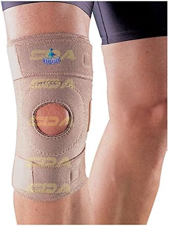 SDA Adjustable Compression OPEN PATELLA KNEE SUPPORT By OPPO – Neoprene Ligament Cartilage Stabilising Brace - Arthritis Pain Relief Wrap with Velcro Straps - Weak / Over-Stressed Muscles / Strain / Sprain / Blood Circulation Sleeve / Heat Therapy / Relieve Pressure