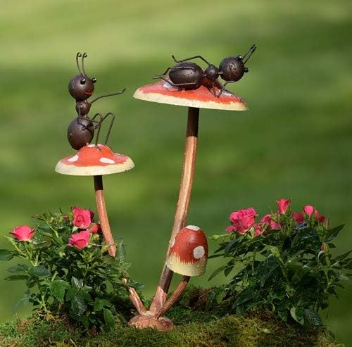 Zaer Ltd. Ants metálicos en Setas de Hongos para jardín/Maceta ...