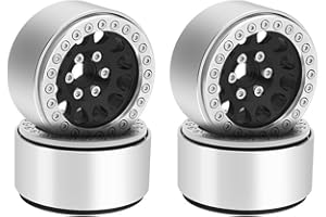 JUZUXI 1.9 Beadlock Wheels Rim - 10mm Aluminum Deep Dish Negative Offset RC Crawler Wheel Hub for 1/10 Scale RC Crawler Traxxas TRX4 Axial SCX10 SCX10 II RC4WD D90 D110 TF2 Tamiya CC01 Redcat Gen8 (Silver)