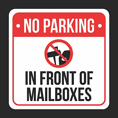 No Parking in Front of Mailboxes with Symbol Print Black, White and Red Plastic Square Sign - 1 Pack of Signs, 12x12 - Thumbnail 6