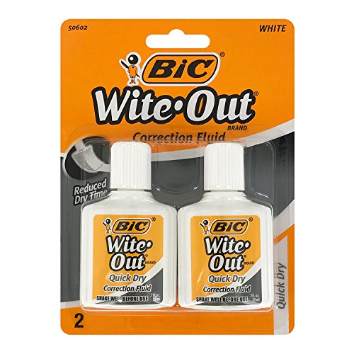 Bic WiteOut Quick Dry Correction Fluid, 20ml Bottle, White (6 Count
