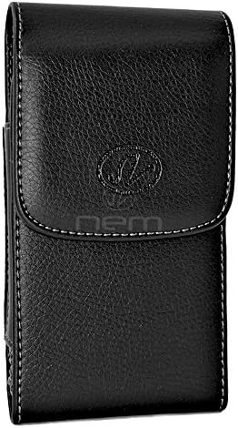 BlackBerry Leap Premium Black Vertical Leather Case Holster Pouch w/ Magnetic Closure and Swivel Belt Clip