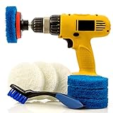 Bathroom & Kitchen Power Scrub Pad Cleaning Kit with Deep Cleaning Brush - 10 Piece Set Includes EXTRA Scrub Pad